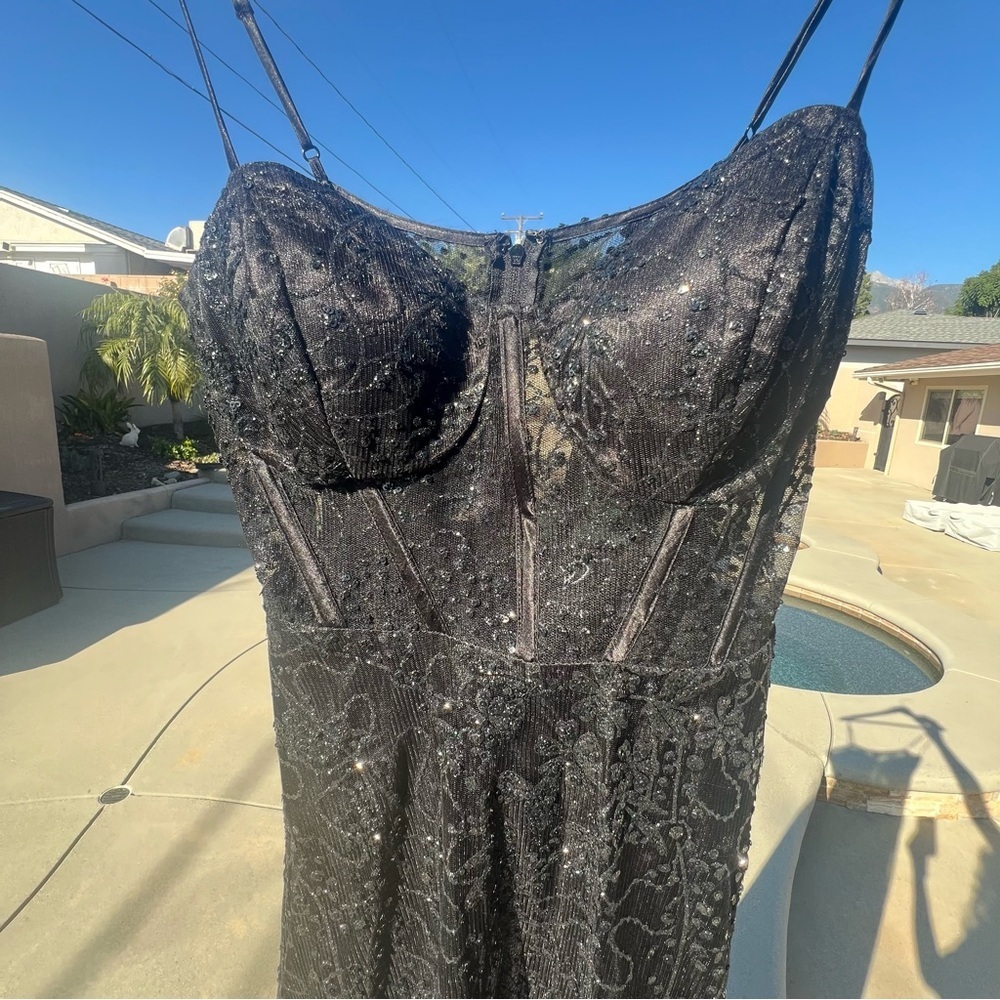 Windsor Black Lace Corset Dress Size 11 Cocktail Formal - Picture 14 of 17